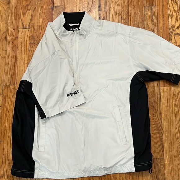 PING GOLF WIND JACKET SZ L EUC CREAM AND BLACK - Picture 2 of 6